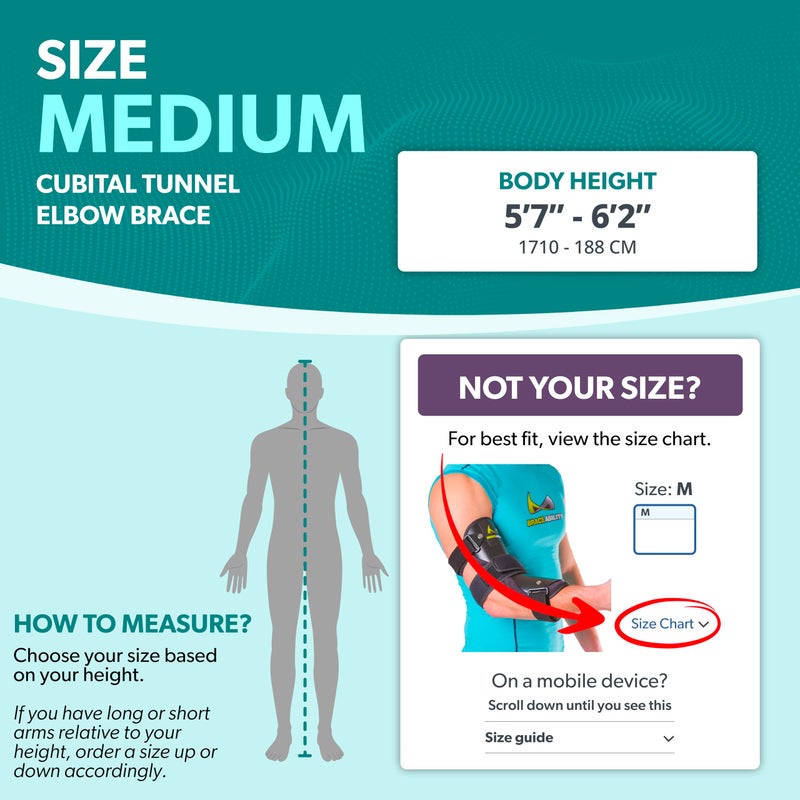 BraceAbility Cubital Tunnel Syndrome Elbow Brace | Splint to Treat Pain from Ulnar Nerve Entrapment, Hyperextended Elbow Prevention and Post Surgery Arm Immobilizer - M (MEDIUM/LARGE) - Image 2